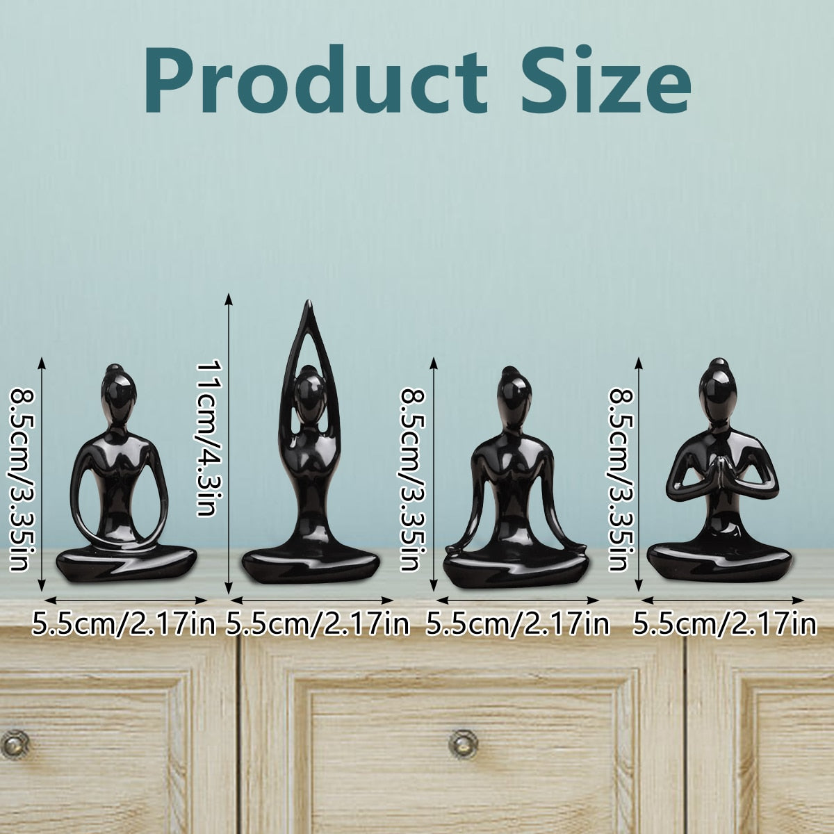 4 Pcs Yoga Meditation  Figurine