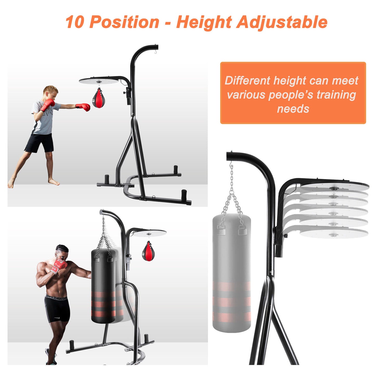 Standing Adjustable Boxing Stand w/ 3 Plate Pegs