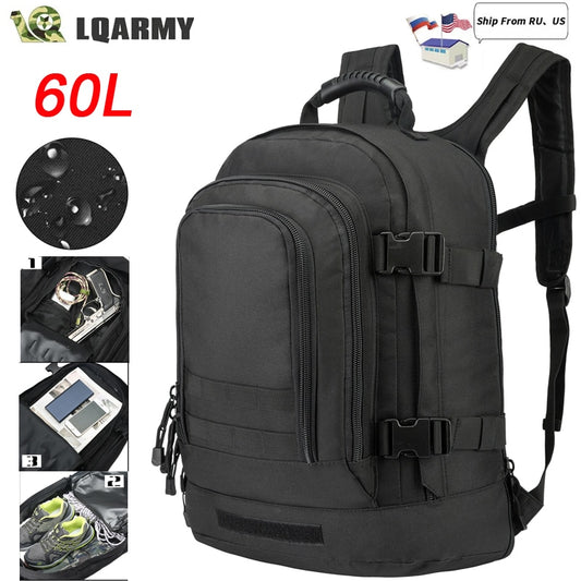 60L Men Army Military Tactical Backpack